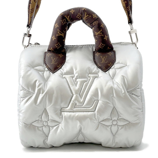 LOUIS VUITTON Speedy Bandouliere SilverM20973 Recycled MetallicNylon Monogram Size 25