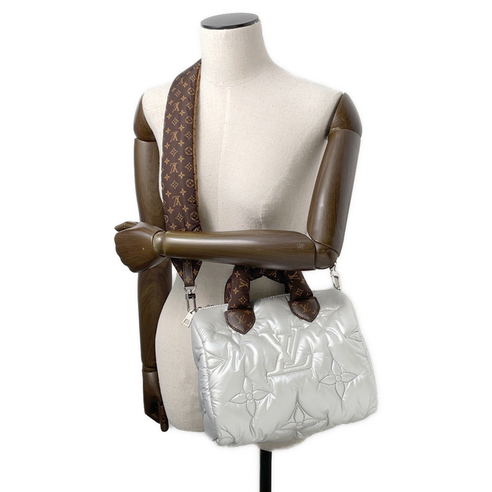 LOUIS VUITTON Speedy Bandouliere SilverM20973 Recycled MetallicNylon Monogram Size 25