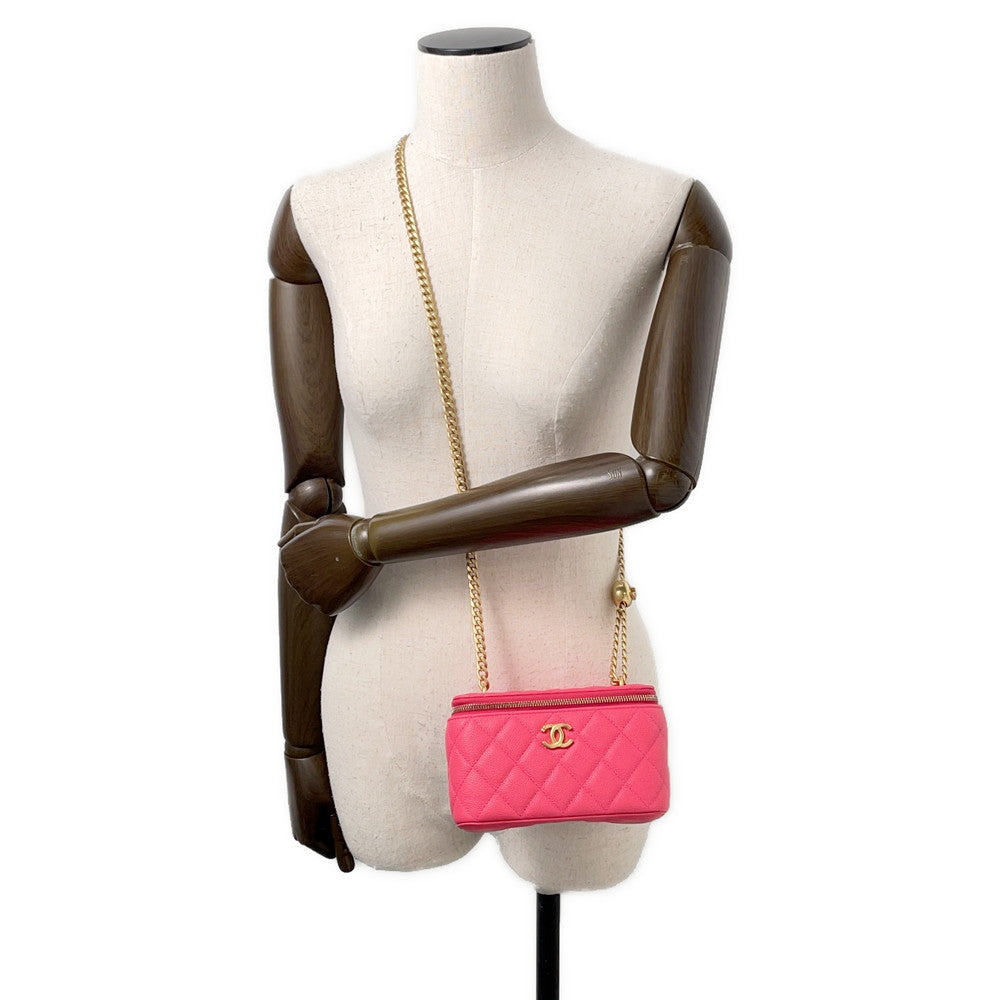 CHANEL Matelasse Vanity ChainShoulder Bag PinkAP3204 Caviar Leather