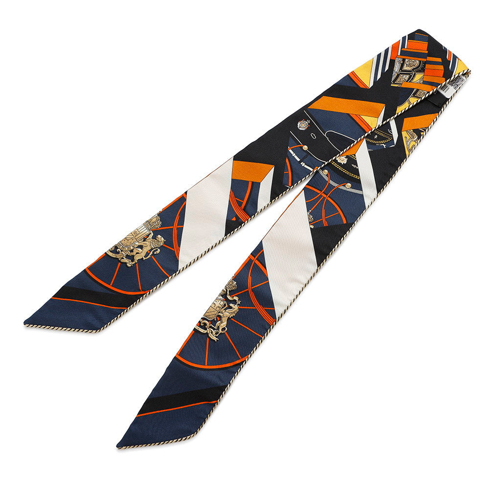 HERMES Scarf Twilly Springs Spring Bague Springs Springs Bague Black(Black)/Orange/CreamH853932S Silk 100%