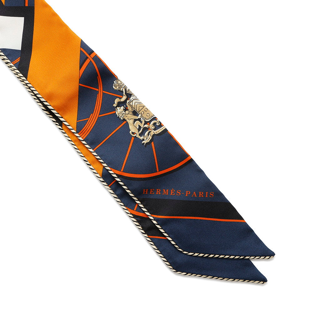 HERMES Scarf Twilly Springs Spring Bague Springs Springs Bague Black(Black)/Orange/CreamH853932S Silk 100%