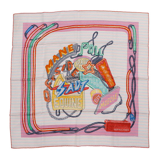 HERMES Scarf Carre CHEVALOSCOPE NEON POINTILLE Size 70 White/Rose/VertH943954S Silk 100%