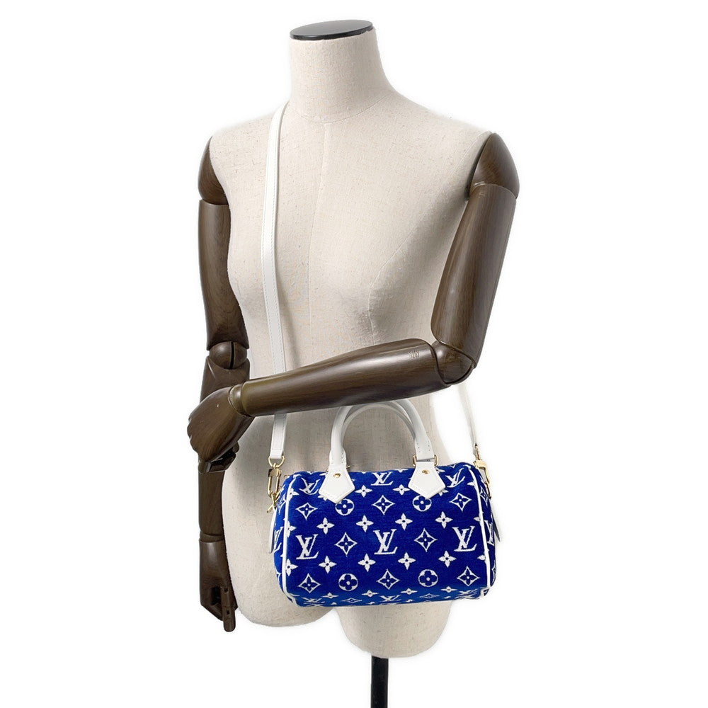 LOUIS VUITTON Speedy Bandouliere LV Match Blue/WhiteM20751 Monogram・Jacquard Velvet Size 20