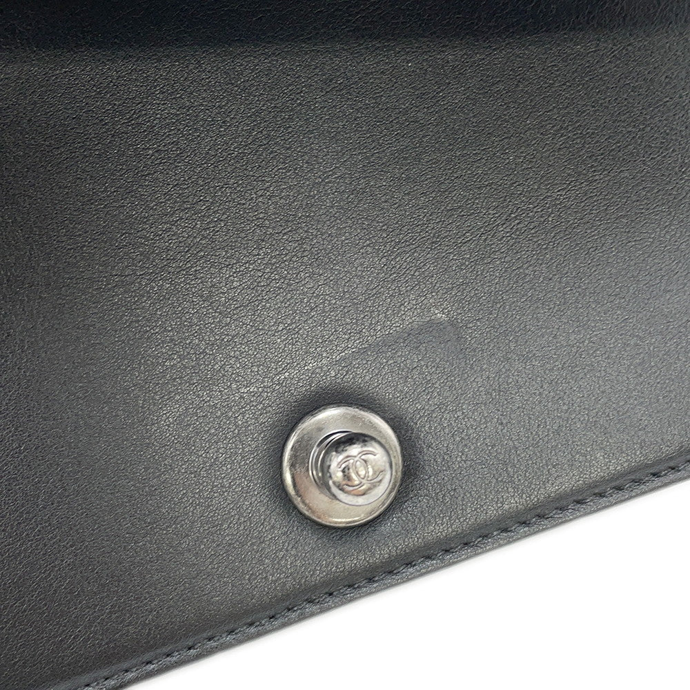 CHANEL Boy Chanel Woven Chainshoulder Bag White/BlackA67085 Leather Size Small