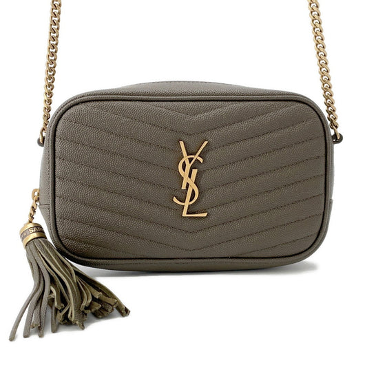 SAINT LAURENT PARIS Lou Tassel Chainshoulder Bag Khaki612579 Leather