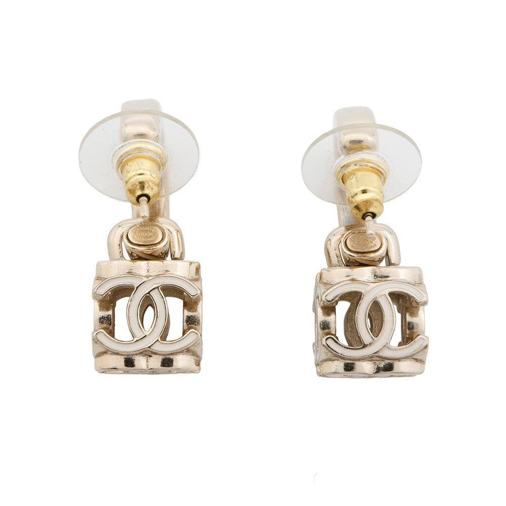 CHANEL CC Logo Cube EarringsAB9567 Gold Plated