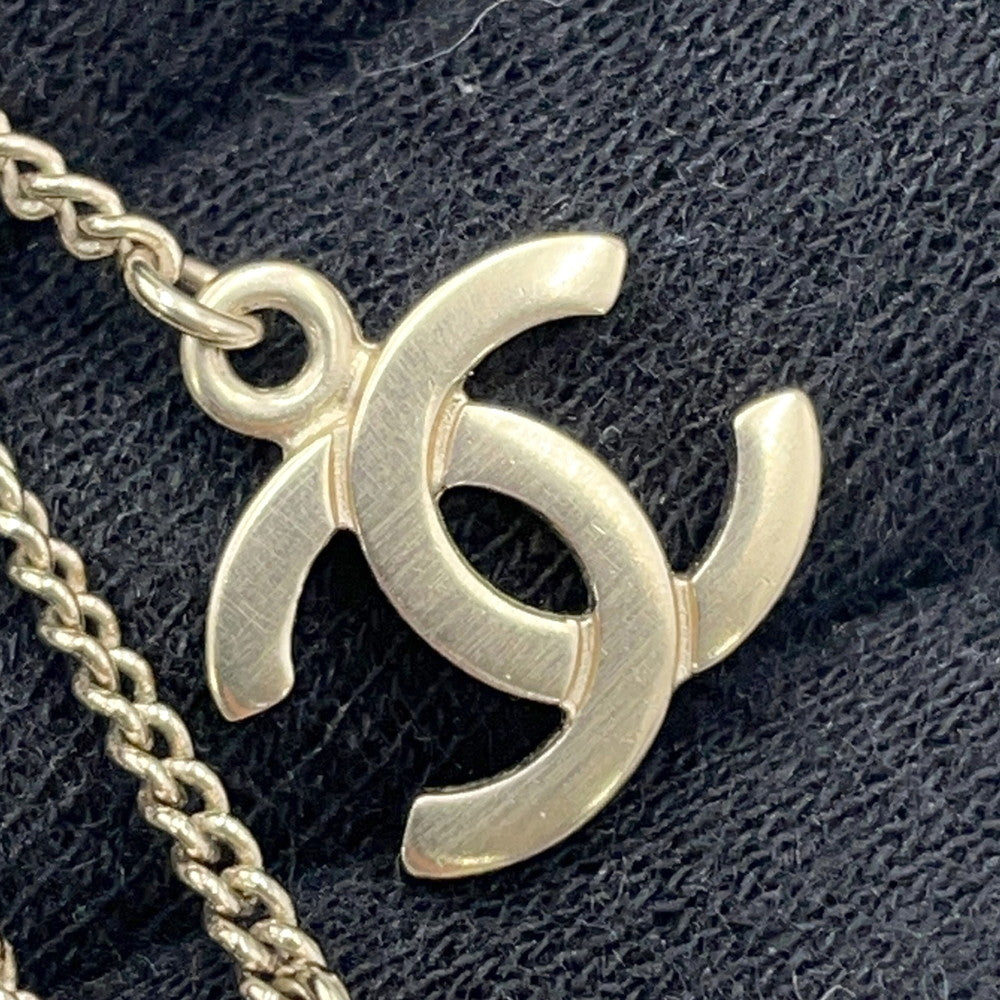 CHANEL CC Logo Perfume Bottle Heart Pearl Earrings Gold Metal Faux Pearl