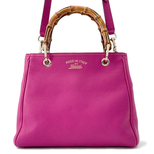 GUCCI Bamboo 2way tote Purple336032 Leather