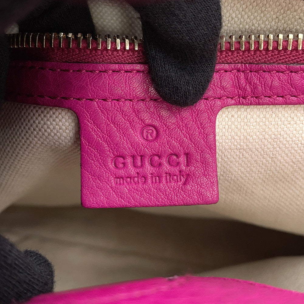 GUCCI Bamboo 2way tote Purple336032 Leather