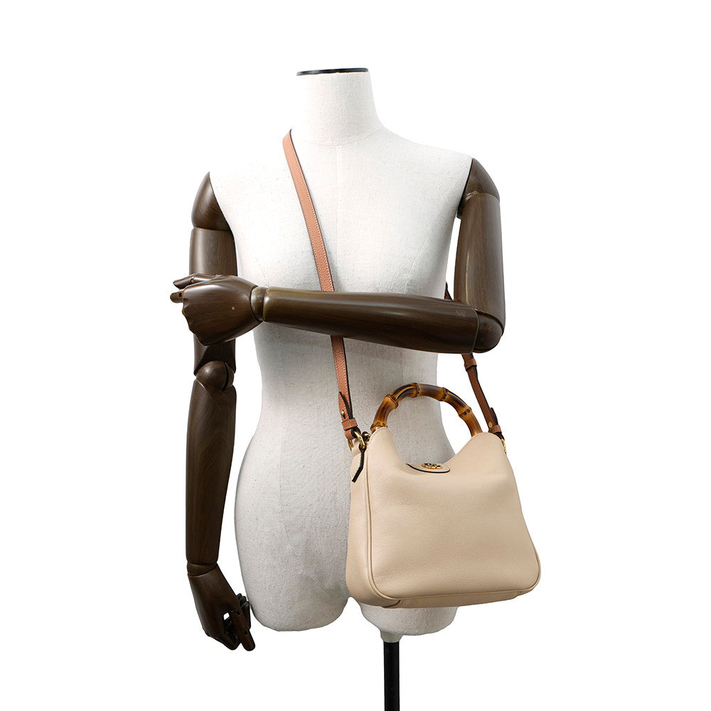 GUCCI Diana Bamboo 2way Shoulder Bag Beige746251 Leather Size Small