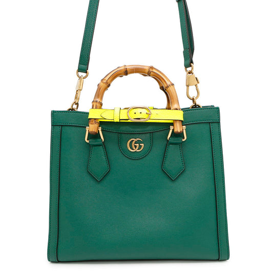 GUCCI Diana 2WAY Handbag Green660195 Leather Size Small