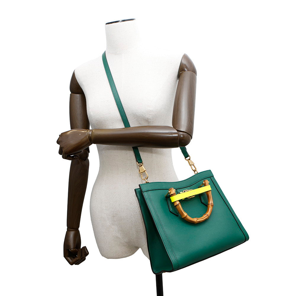 GUCCI Diana 2WAY Handbag Green660195 Leather Size Small