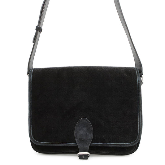 SAINT LAURENT PARIS logo messenger bag Black688253 Velvet Leather