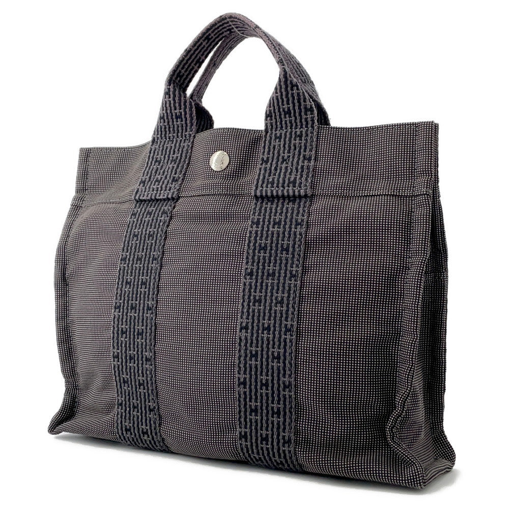 HERMES Her Line Tote Gray Nylon Canvas Size PM