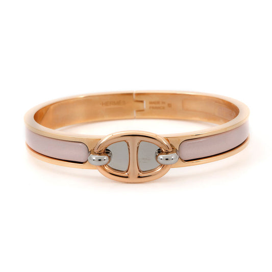 HERMES Mini Clic Chaine d'Ancre Bracelet Size PM Rose Kander Metal Enamel