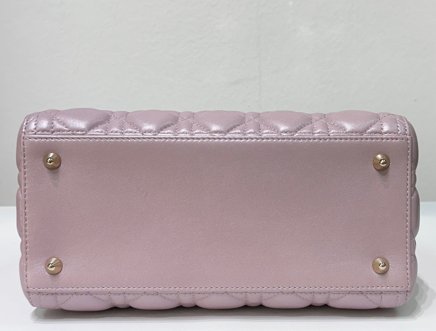 Dior Medium Lady Dior in Pearly Lotus Pink Lambskin GHW