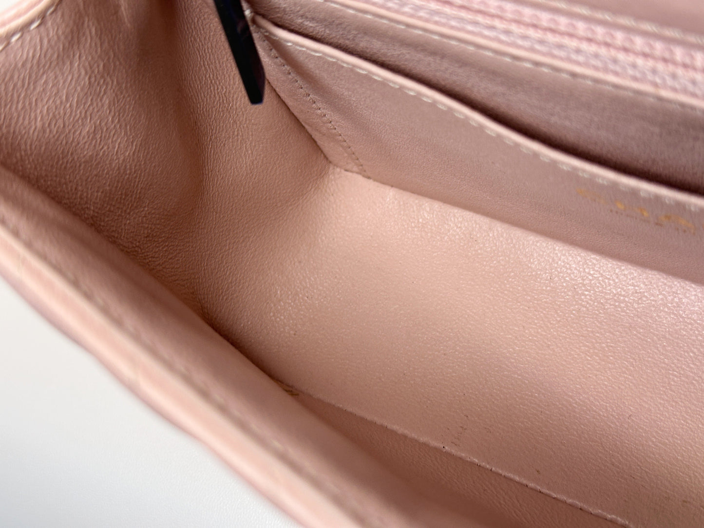 Chanel Classic Mini Rectangular 17C Light Pink Chevron Calfskin with brushed gold hardware ⁣⁣2383 holo card