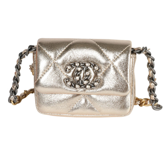 Metallic Gold Lambskin Chanel 19 Belt Bag