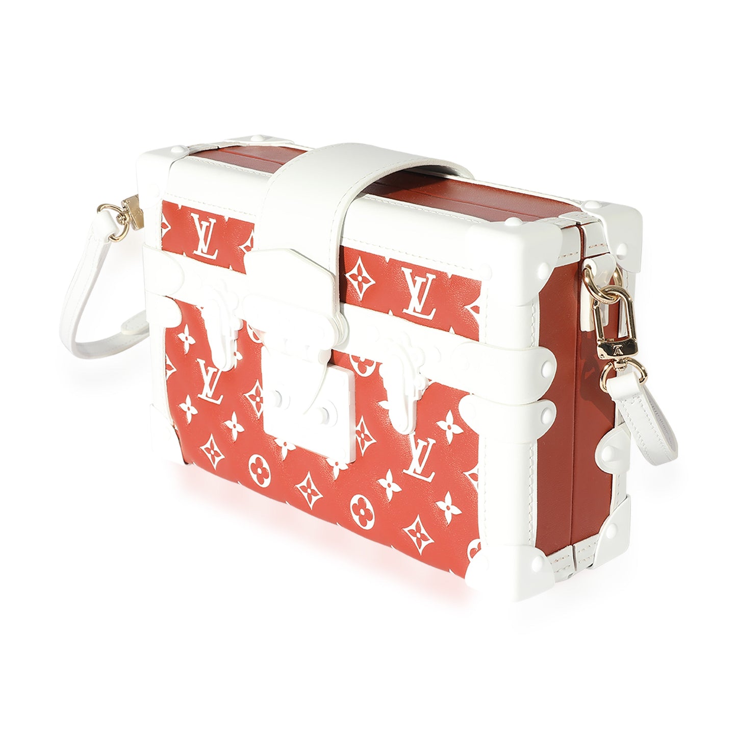 Terracotta/White Monogram Embossed Lambskin Petite Malle