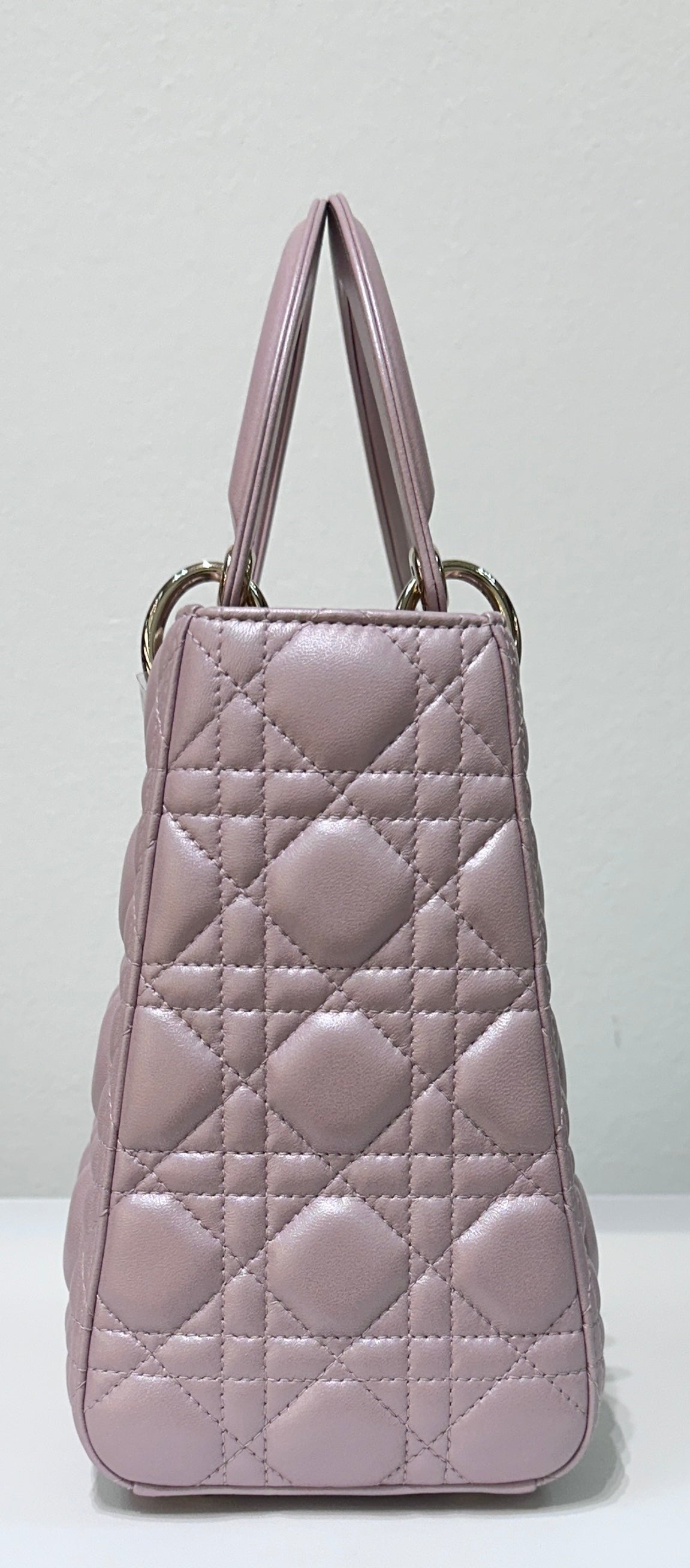 Dior Medium Lady Dior in Pearly Lotus Pink Lambskin GHW