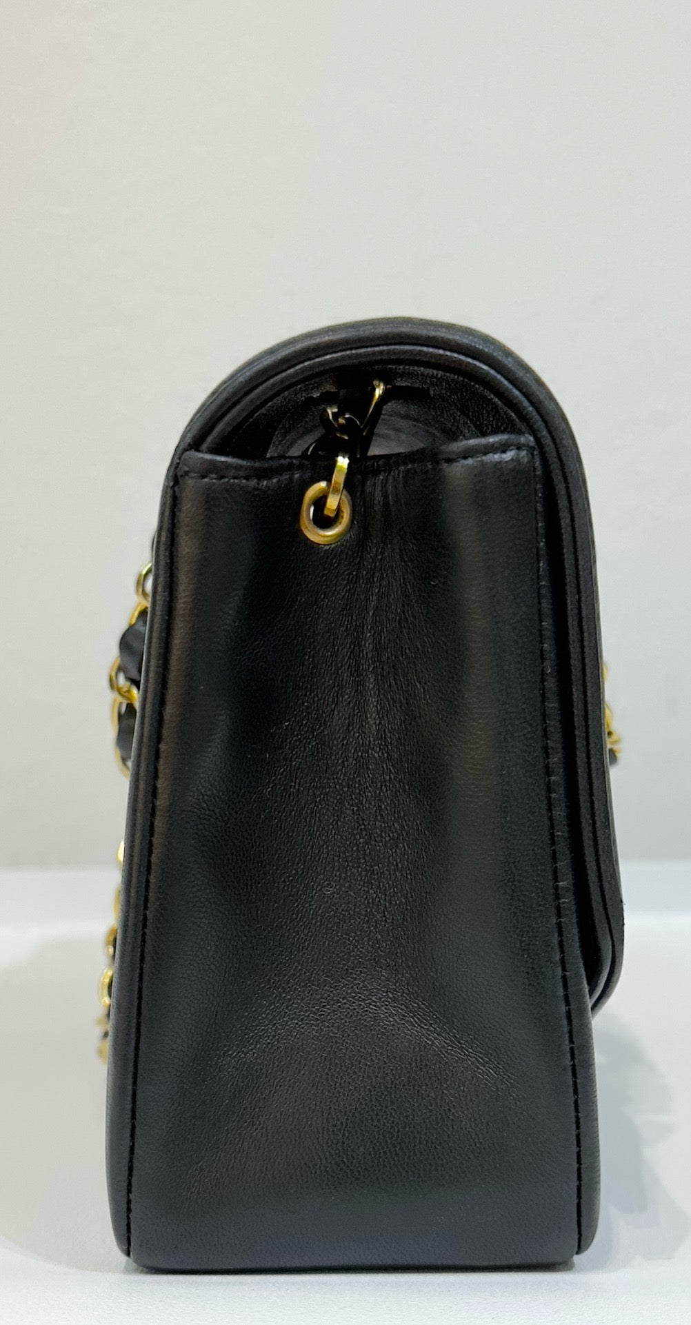 Chanel Small Vintage Diana Lambskin Should Flap Bag Black GHW 2 Holo