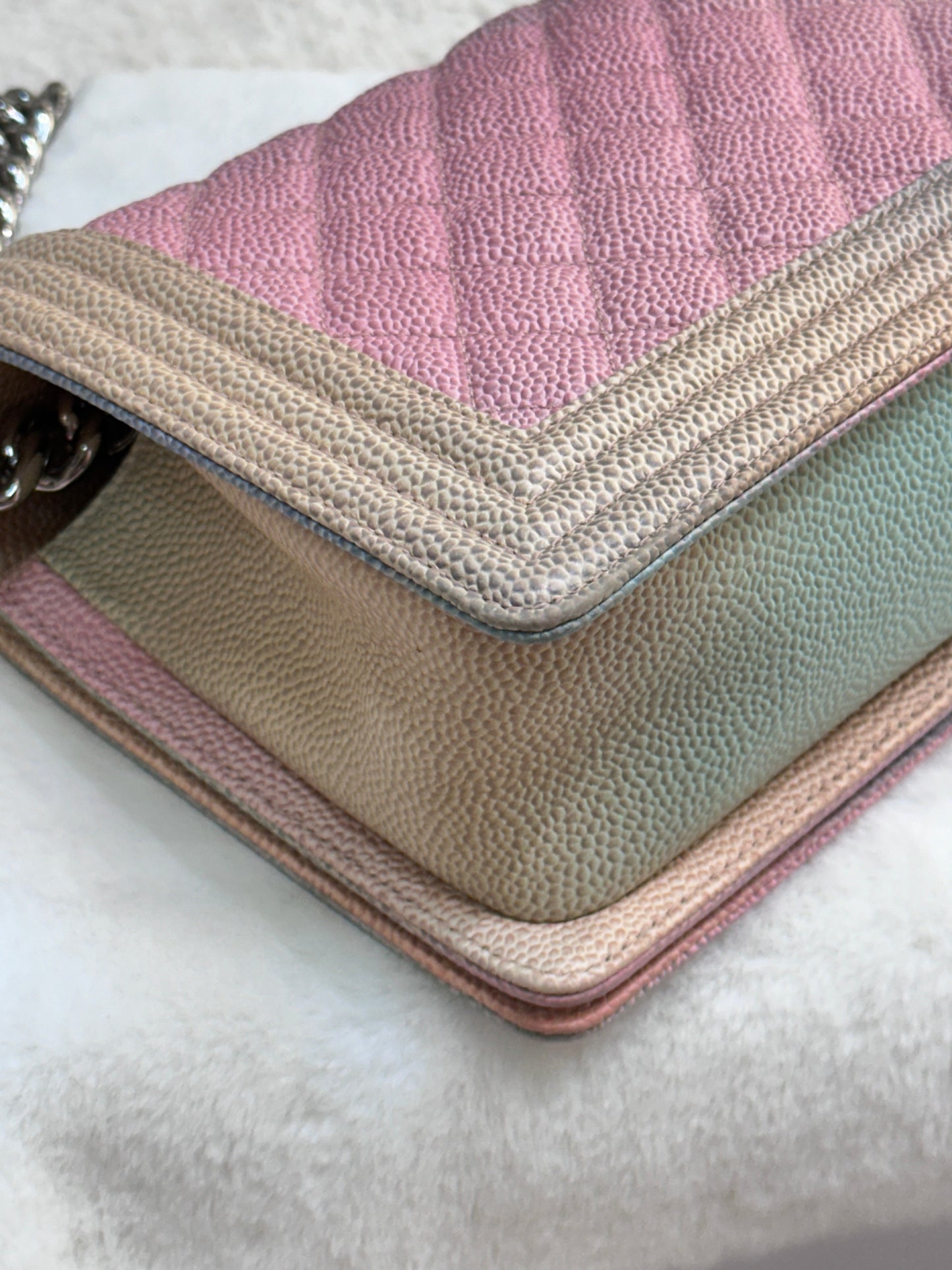 Chanel Rainbow Qulited Caviar LeBoy Bag Medium