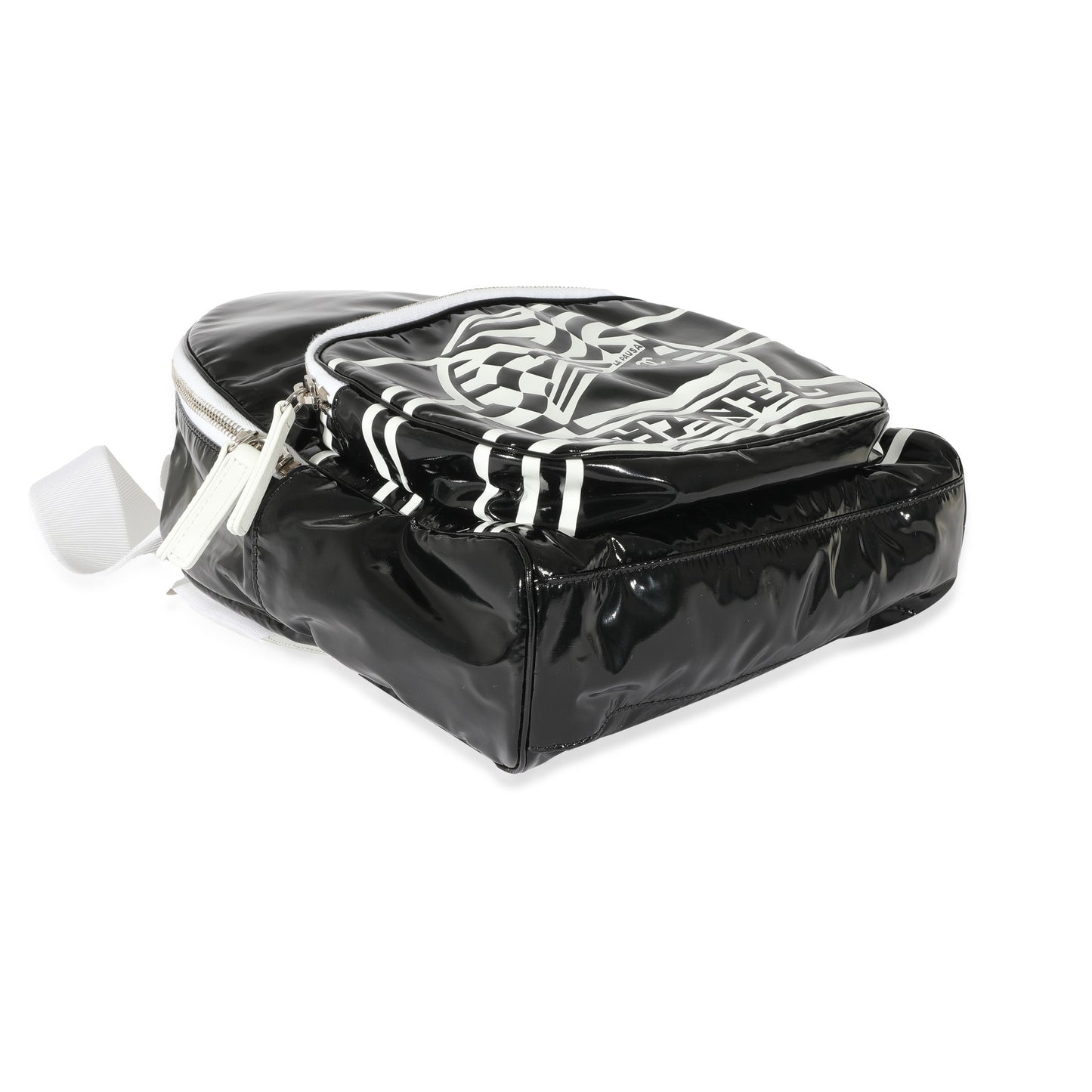 CHANEL Black White Vinyl Small La Pausa Backpack