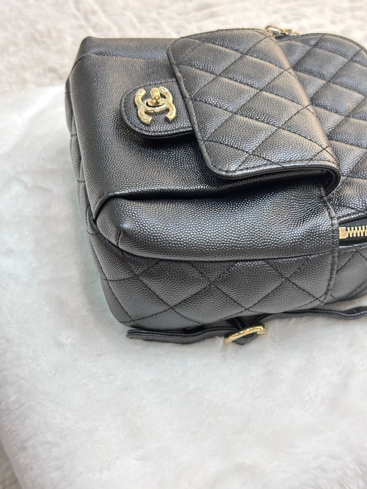 Chanel CC Day Backpack Quilted Caviar Mini