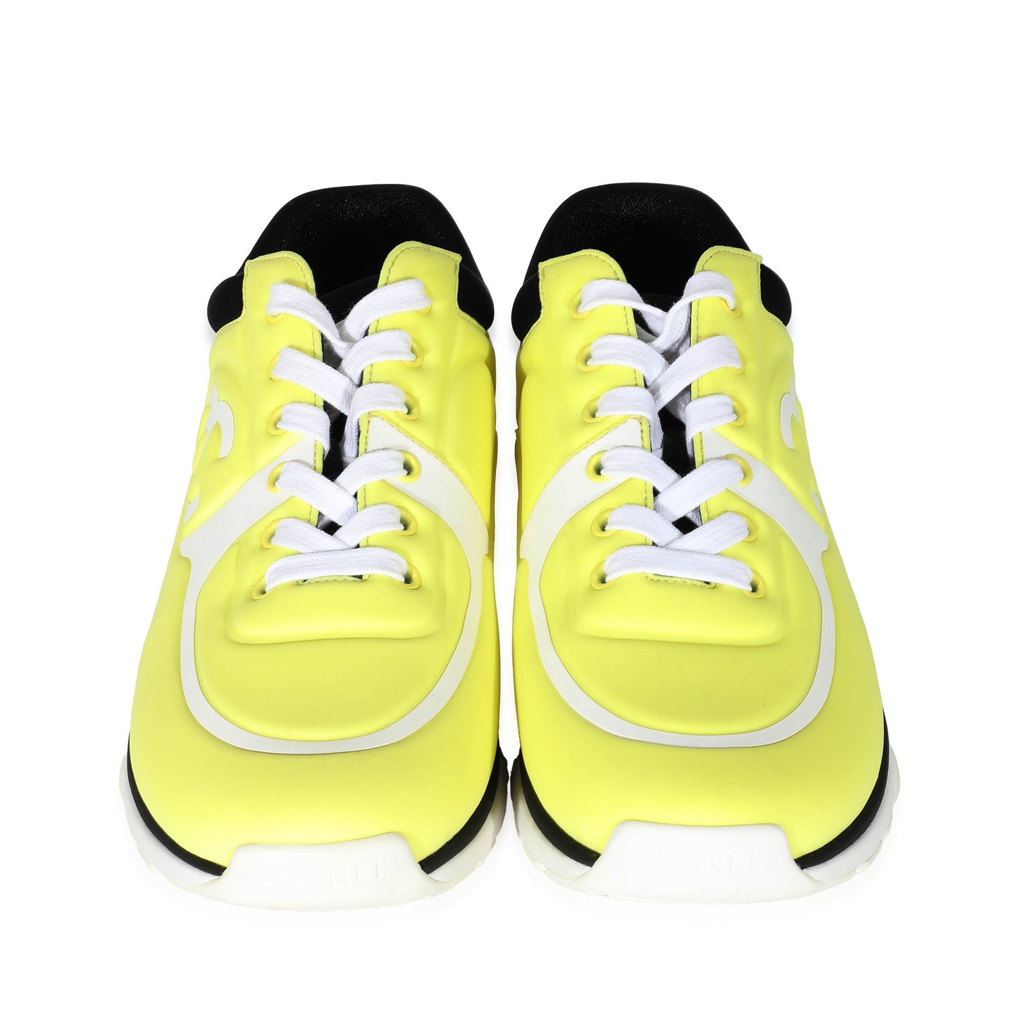 Neon Yellow Lycra Interlocking CC Sneakers 39.5