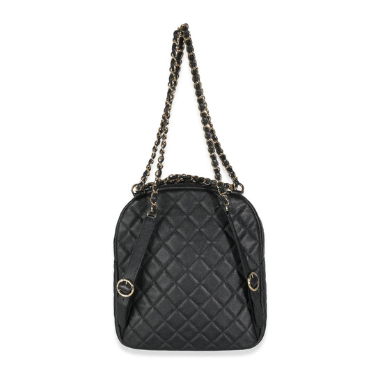 CHANEL Black Quilted Caviar Small Day Backpack