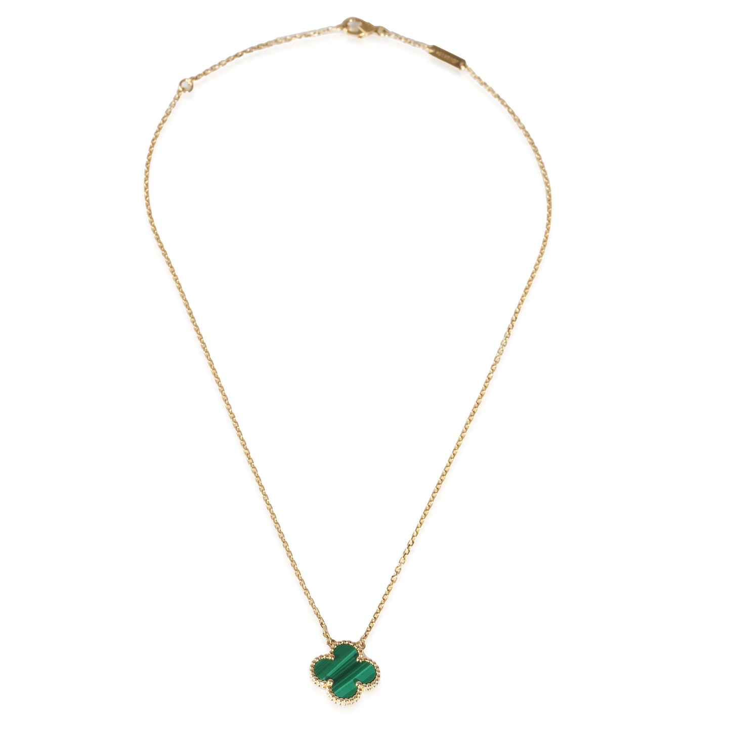 18k Yellow Gold/Malachite Alhambra Pendant Necklace