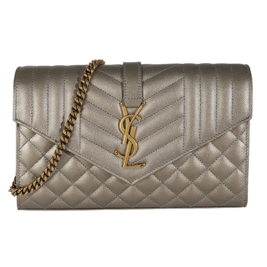 Tri-Quilt Bronze Cassandre Wallet on a Chain
