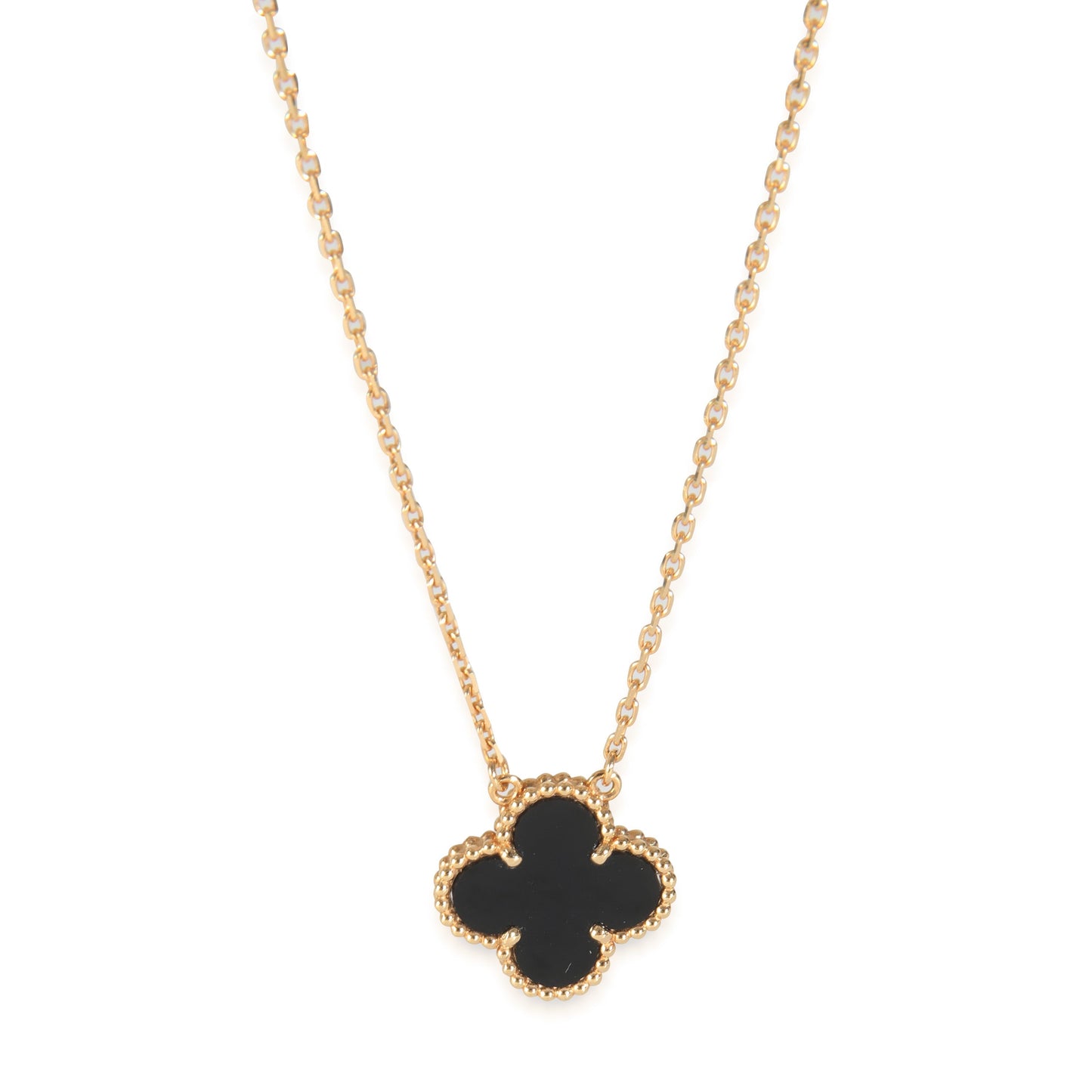 18k Yellow Gold Onyx Vintage Alhambra Pendant