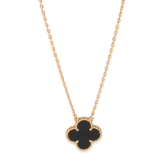 18k Yellow Gold Onyx Vintage Alhambra Pendant