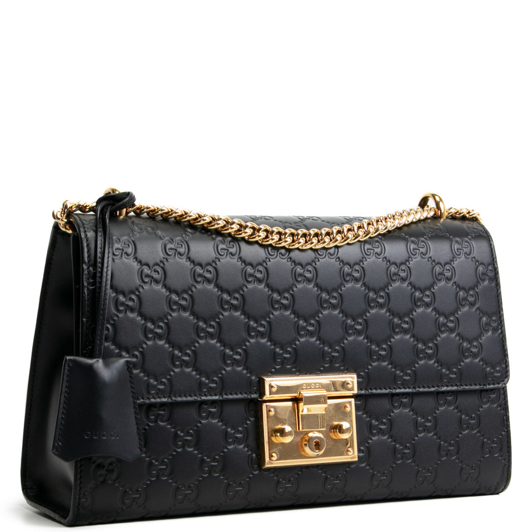 GUCCI Guccisima Medium Padlock Shoulder Bag - Black