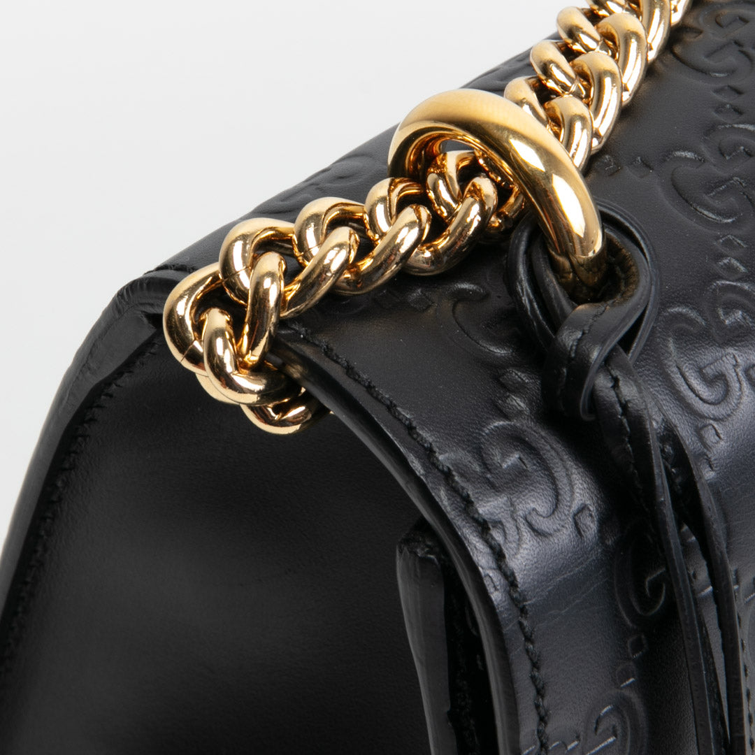 GUCCI Guccisima Medium Padlock Shoulder Bag - Black