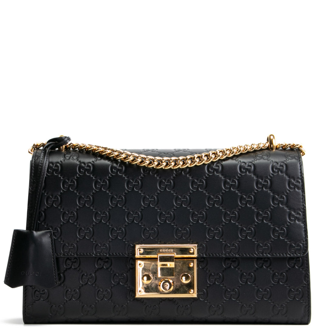 GUCCI Guccisima Medium Padlock Shoulder Bag - Black