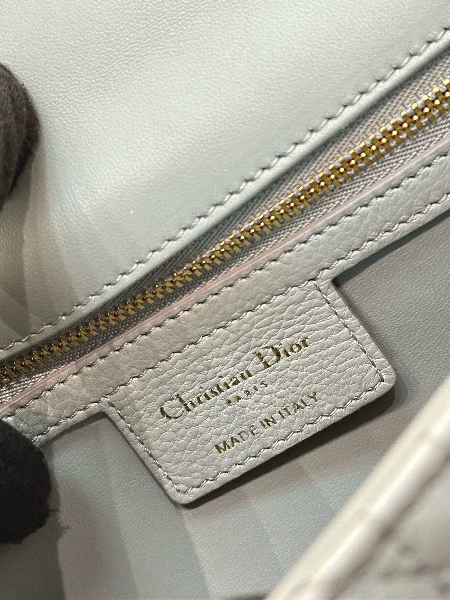 Medium Dior Calfskin Caro Bag Stone Gray Supple Cannage