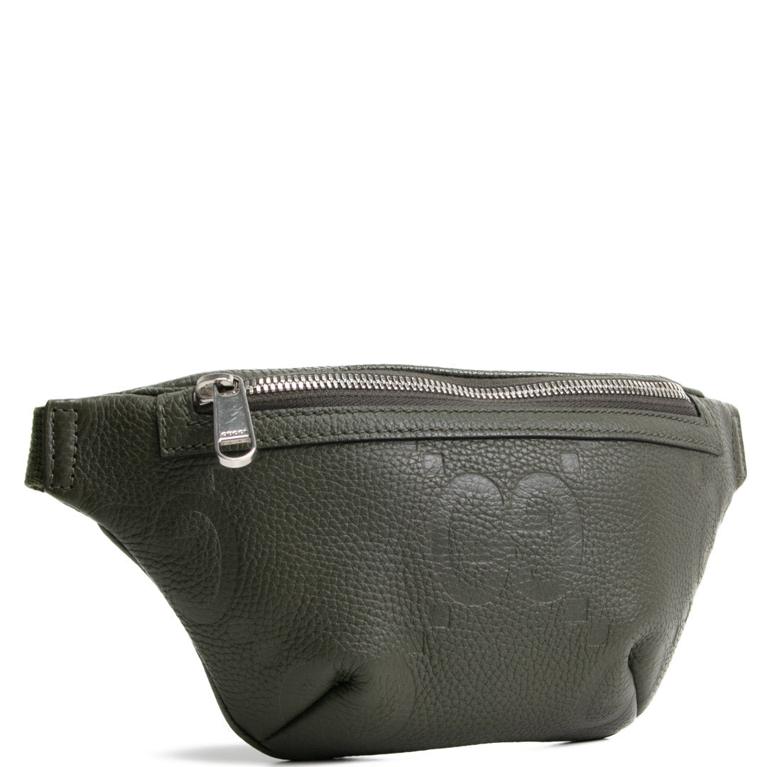 GUCCI Jumbo GG Embossed Small Belt Bag - Olive Green