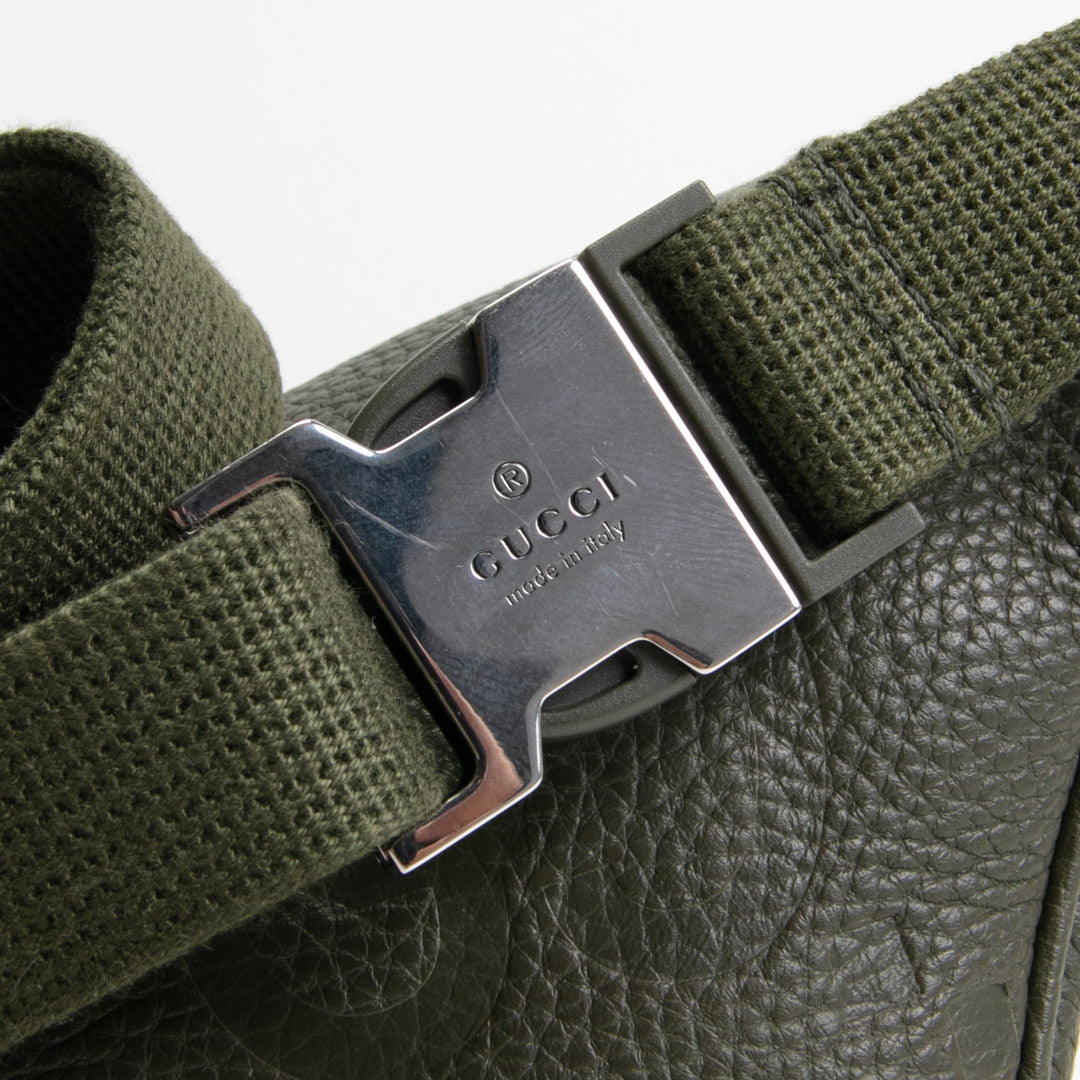 GUCCI Jumbo GG Embossed Small Belt Bag - Olive Green