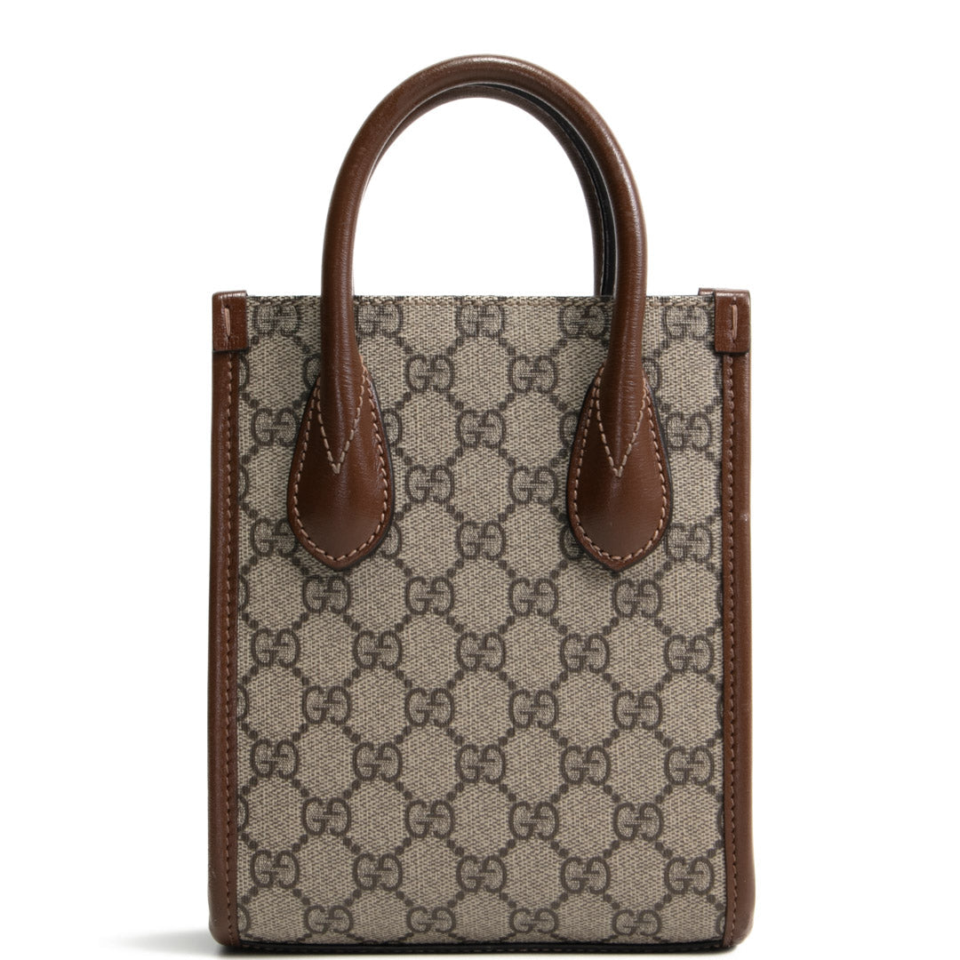 GUCCI Interlocking G Mini Tote GG Supreme- Brown