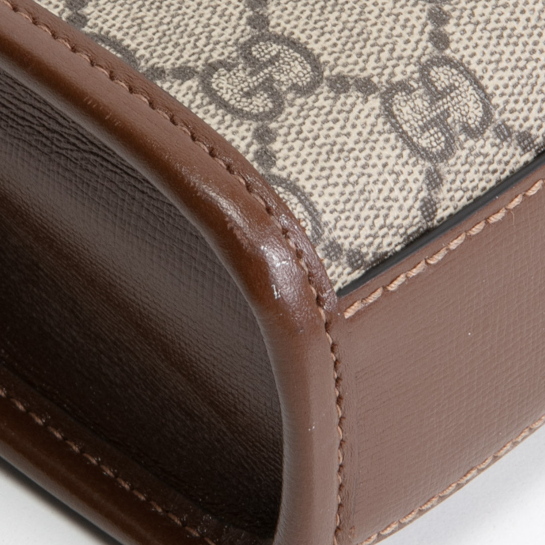 GUCCI Interlocking G Mini Tote GG Supreme- Brown