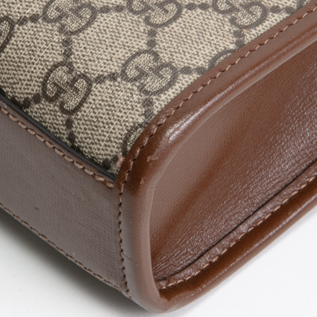 GUCCI Interlocking G Mini Tote GG Supreme- Brown