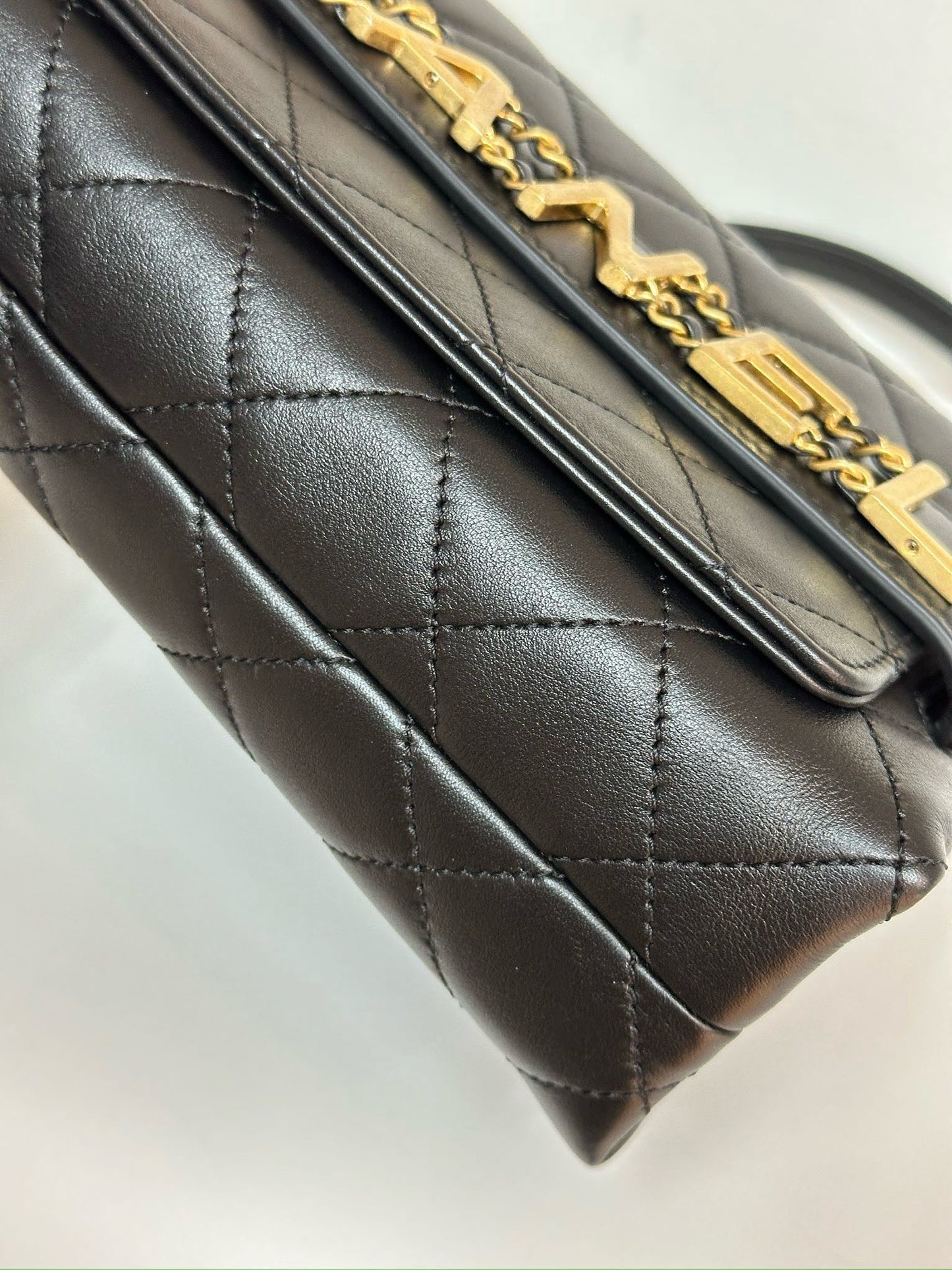 Chanel Calfskin Quilted Small Enchained Flap Black 2955 holo card