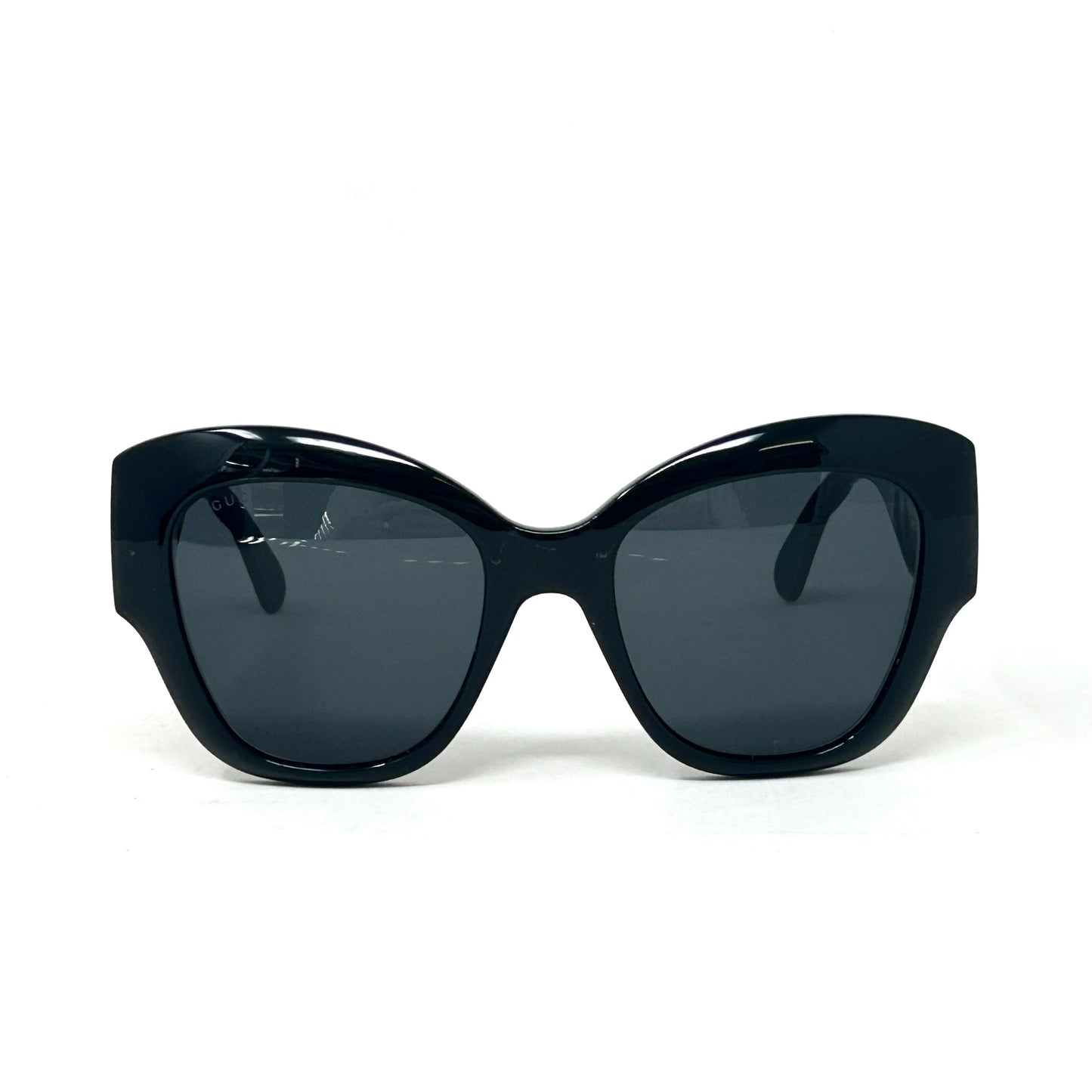 Gucci Black Oversized Cat Eye Shiny Acetate Sunglasses