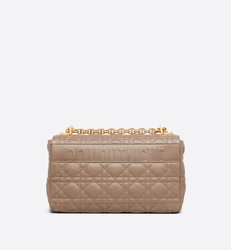 Warm Taupe Supple Cannage Calfskin Medium Caro Bag Leather Shoulder Bag for Women