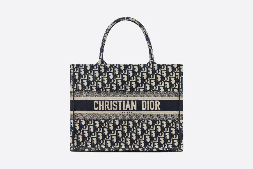 Black Oblique Embroidery Dior Book Tote - Leather Tote Bag for Women