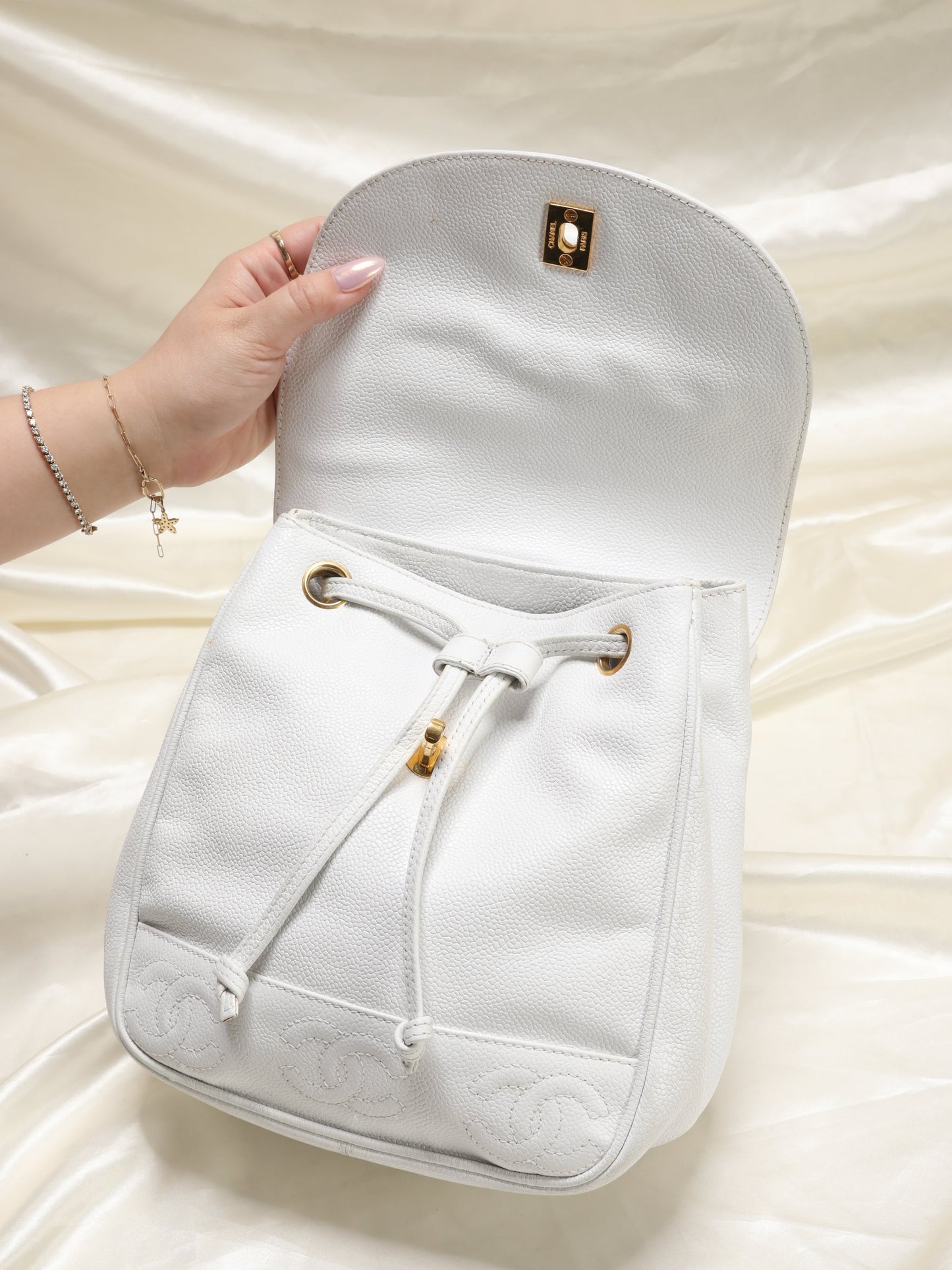 Chanel Caviar Logo Backpack