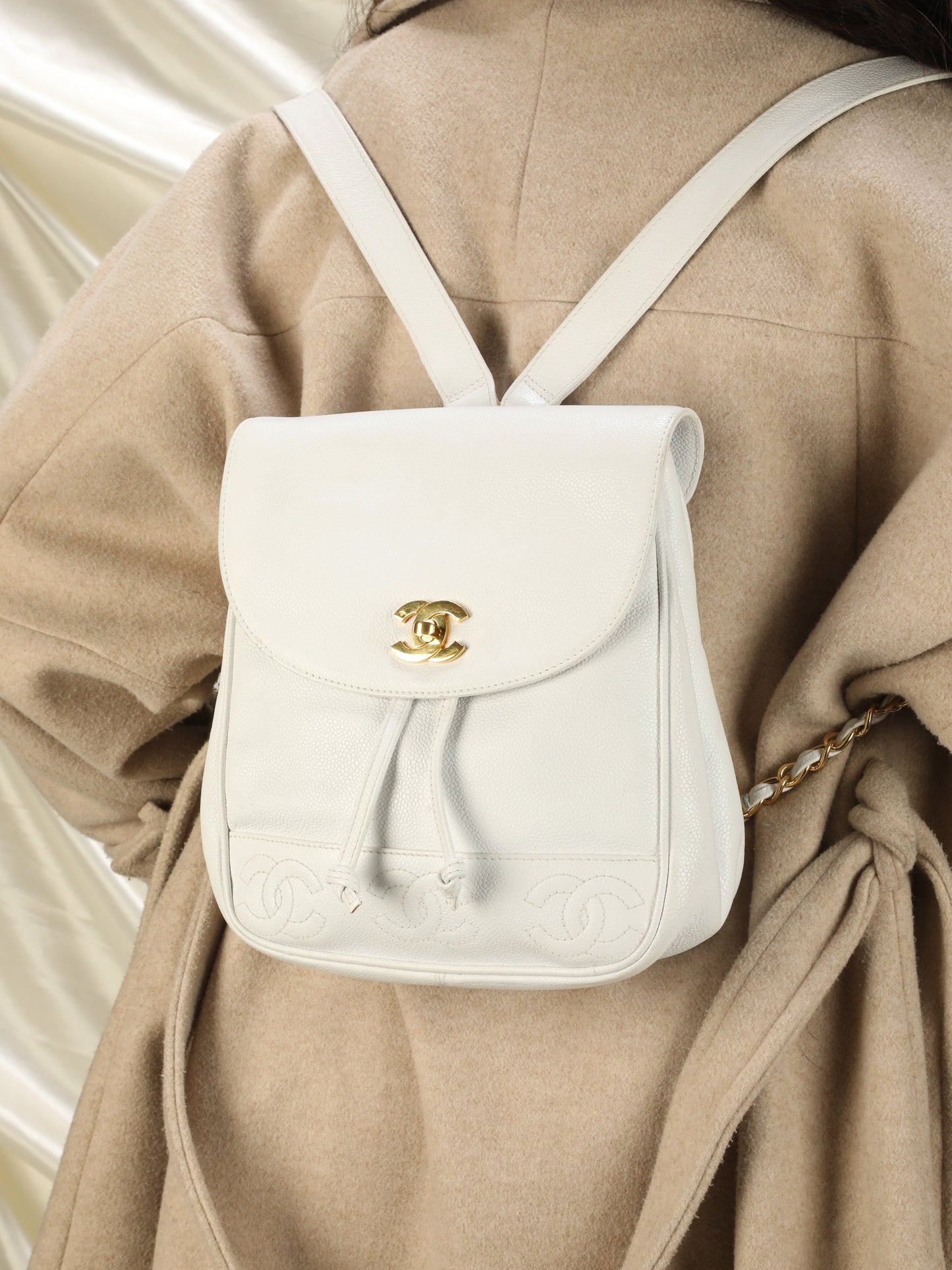 Chanel Caviar Logo Backpack