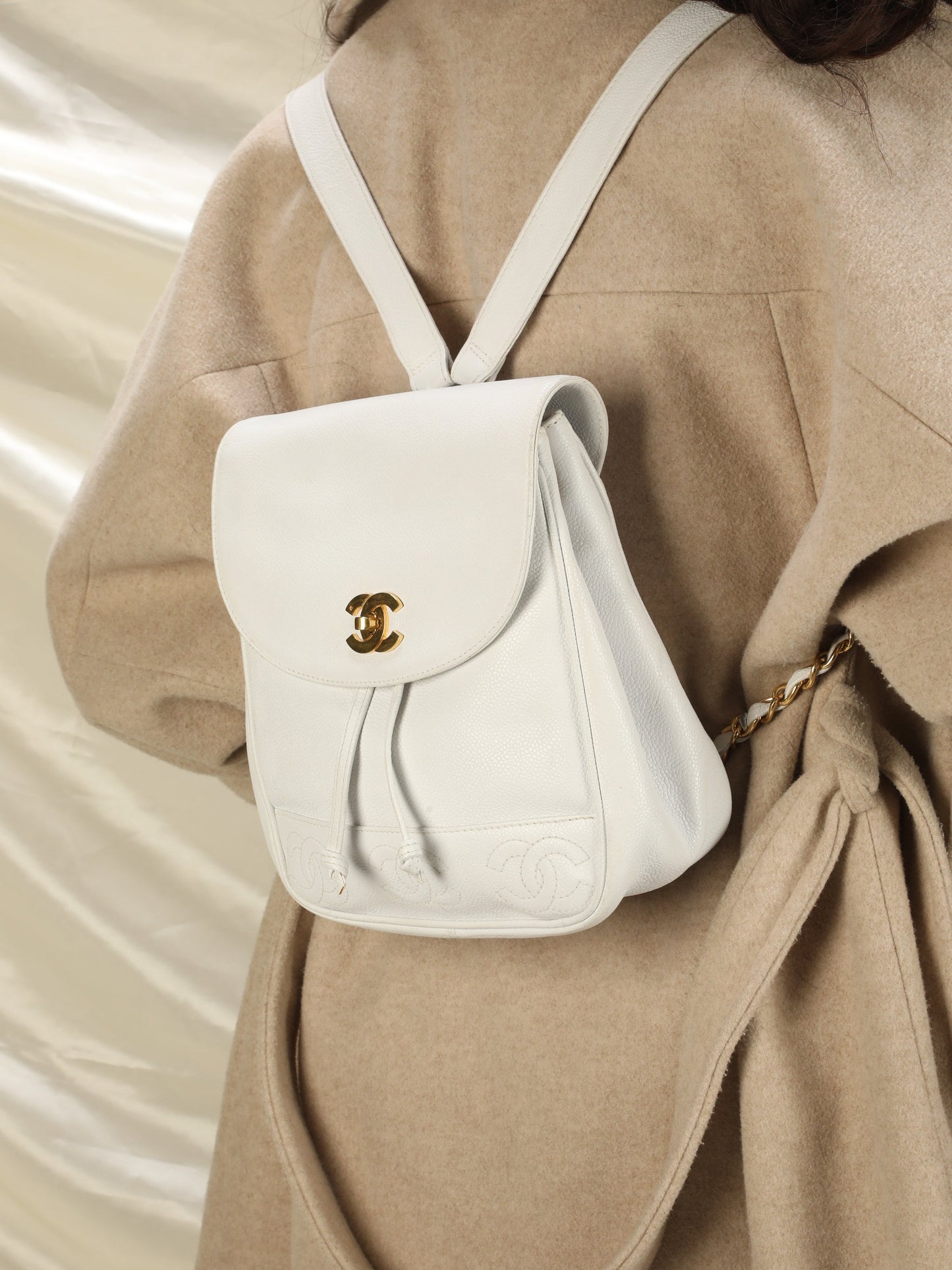 Chanel Caviar Logo Backpack